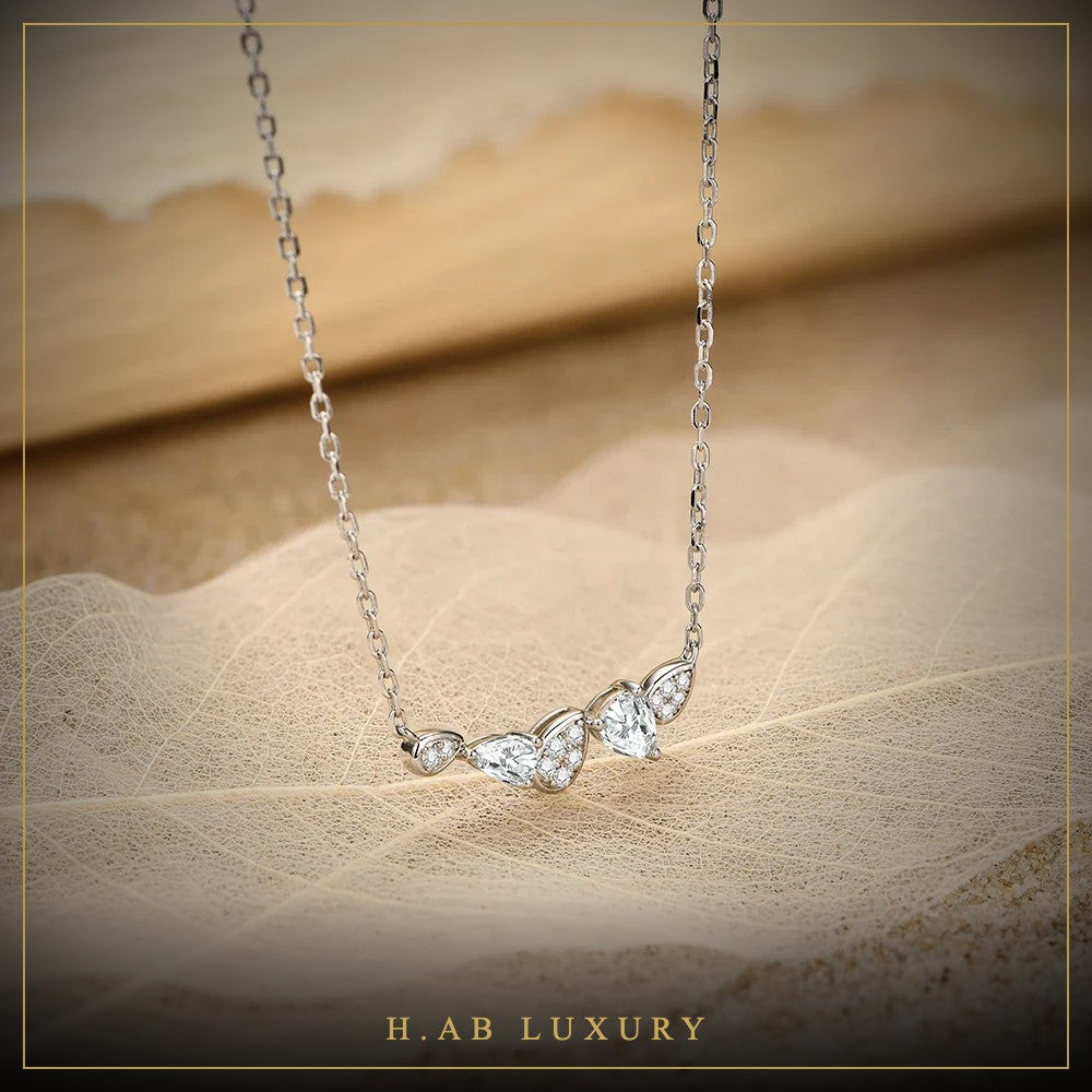 Pear-Cut Moissanite Cluster Necklace – 925 Sterling Silver