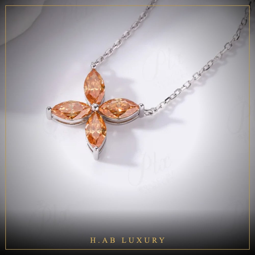 Four-Petal Marquise Necklace – 925 Sterling Silver