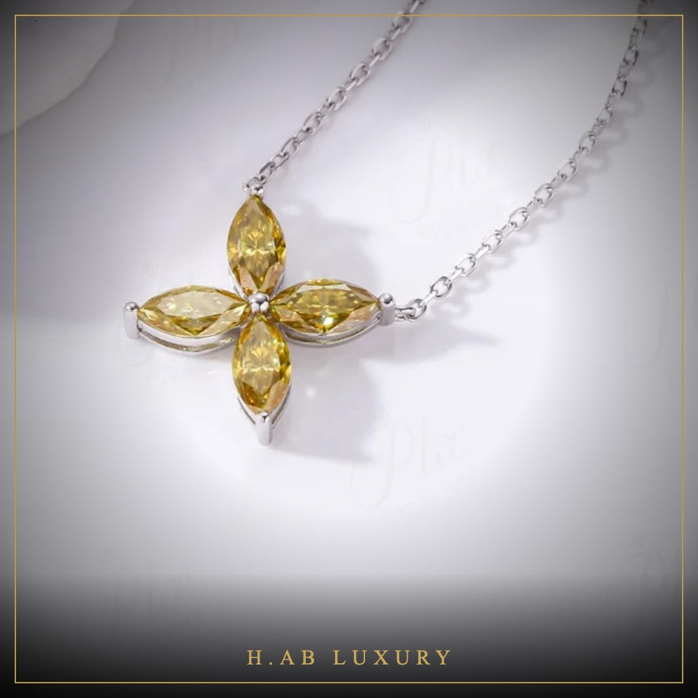 Four-Petal Marquise Necklace – 925 Sterling Silver