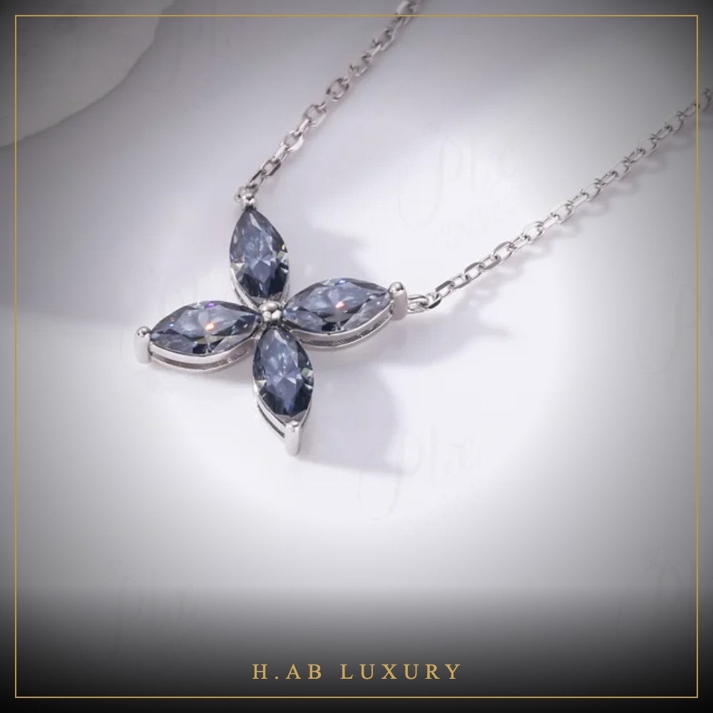 Four-Petal Marquise Necklace – 925 Sterling Silver