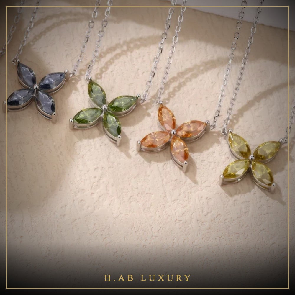 Four-Petal Marquise Necklace – 925 Sterling Silver