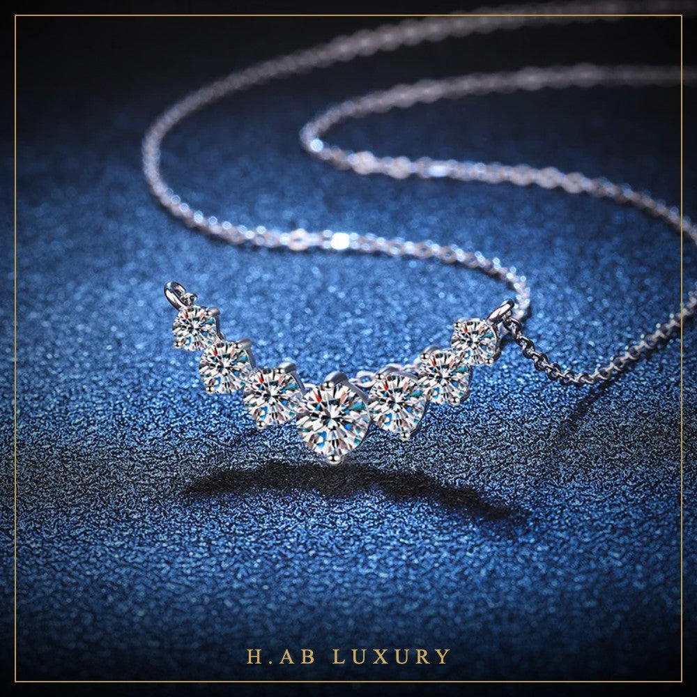 Graduated Moissanite Smile Necklace – 18K White Gold Plated