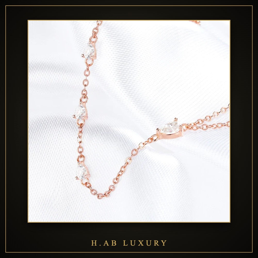 Pear Cut Moissanite Chain Bracelet – 925 Silver