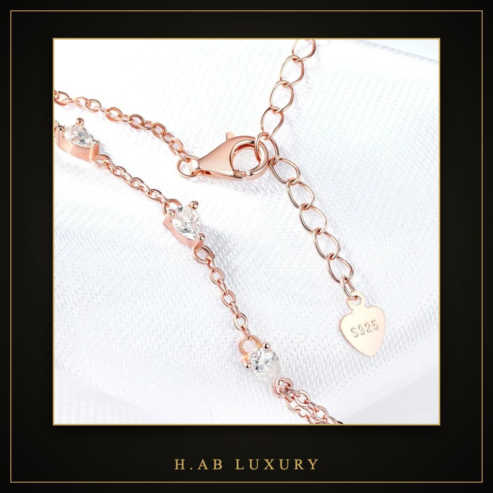 Pear Cut Moissanite Chain Bracelet – 925 Silver