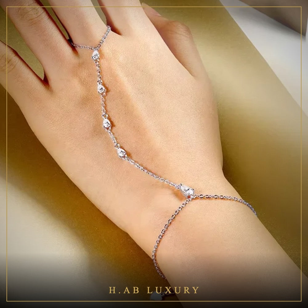 Pear Cut Moissanite Chain Bracelet – 925 Silver