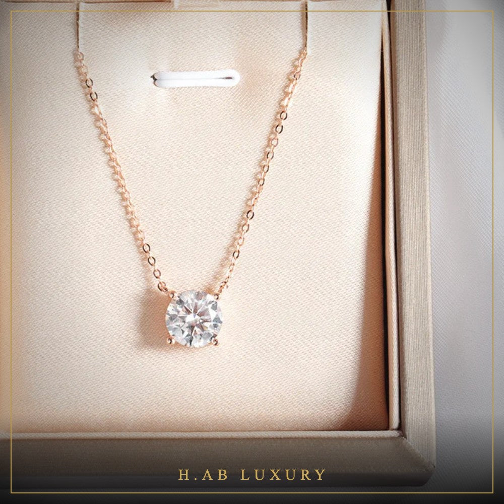 Moissanite Solitaire Pendant – Silver, Gold or Rose Gold