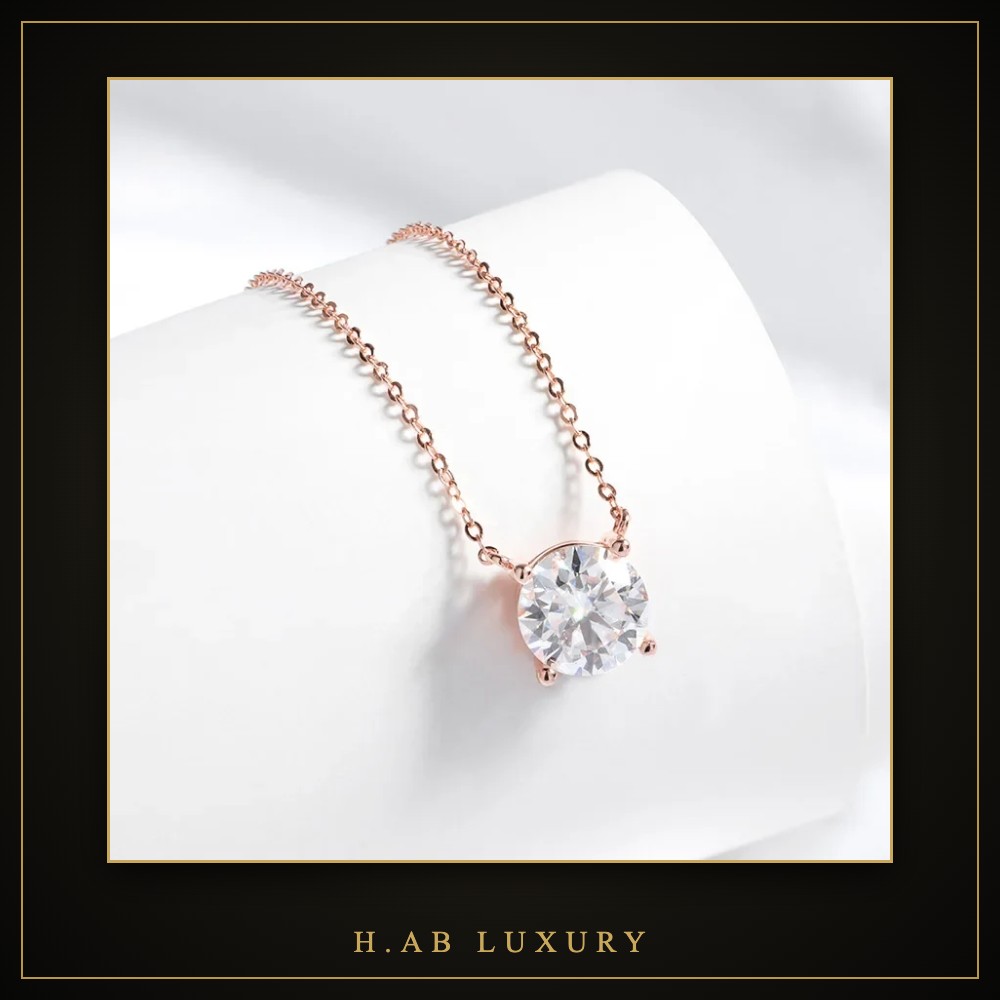 Moissanite Solitaire Pendant – Silver, Gold or Rose Gold