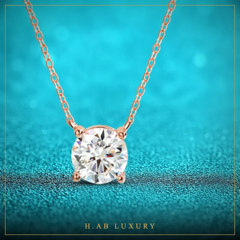 Moissanite Solitaire Pendant – Silver, Gold or Rose Gold