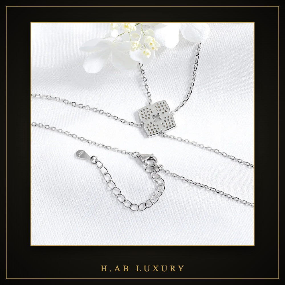 Moissanite Flower Lariat Necklace – 925 Sterling Silver