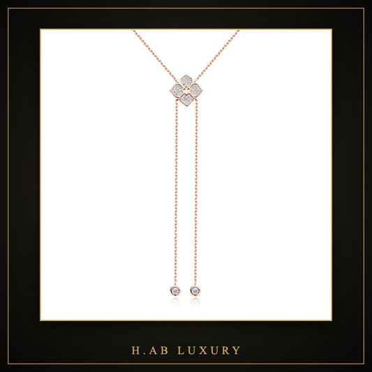 Moissanite Flower Lariat Necklace – 925 Sterling Silver