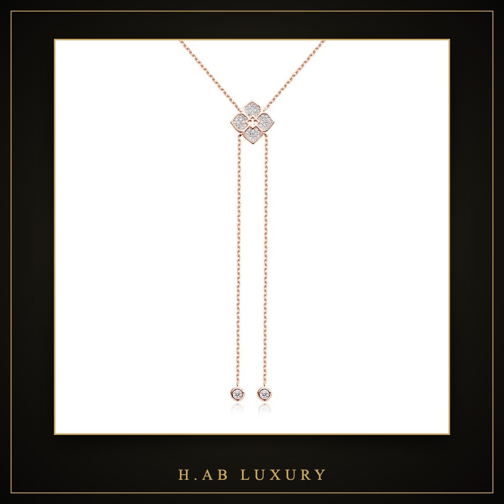 Moissanite Flower Lariat Necklace – 925 Sterling Silver