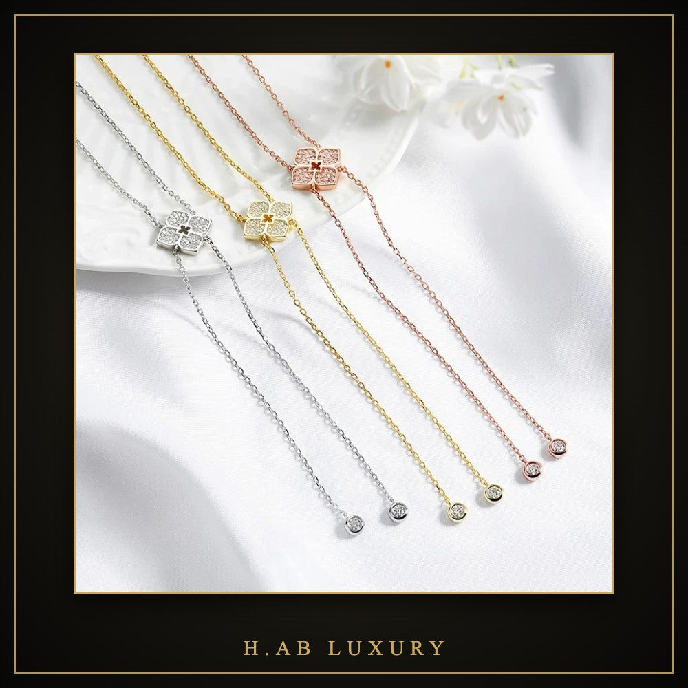 Moissanite Flower Lariat Necklace – 925 Sterling Silver