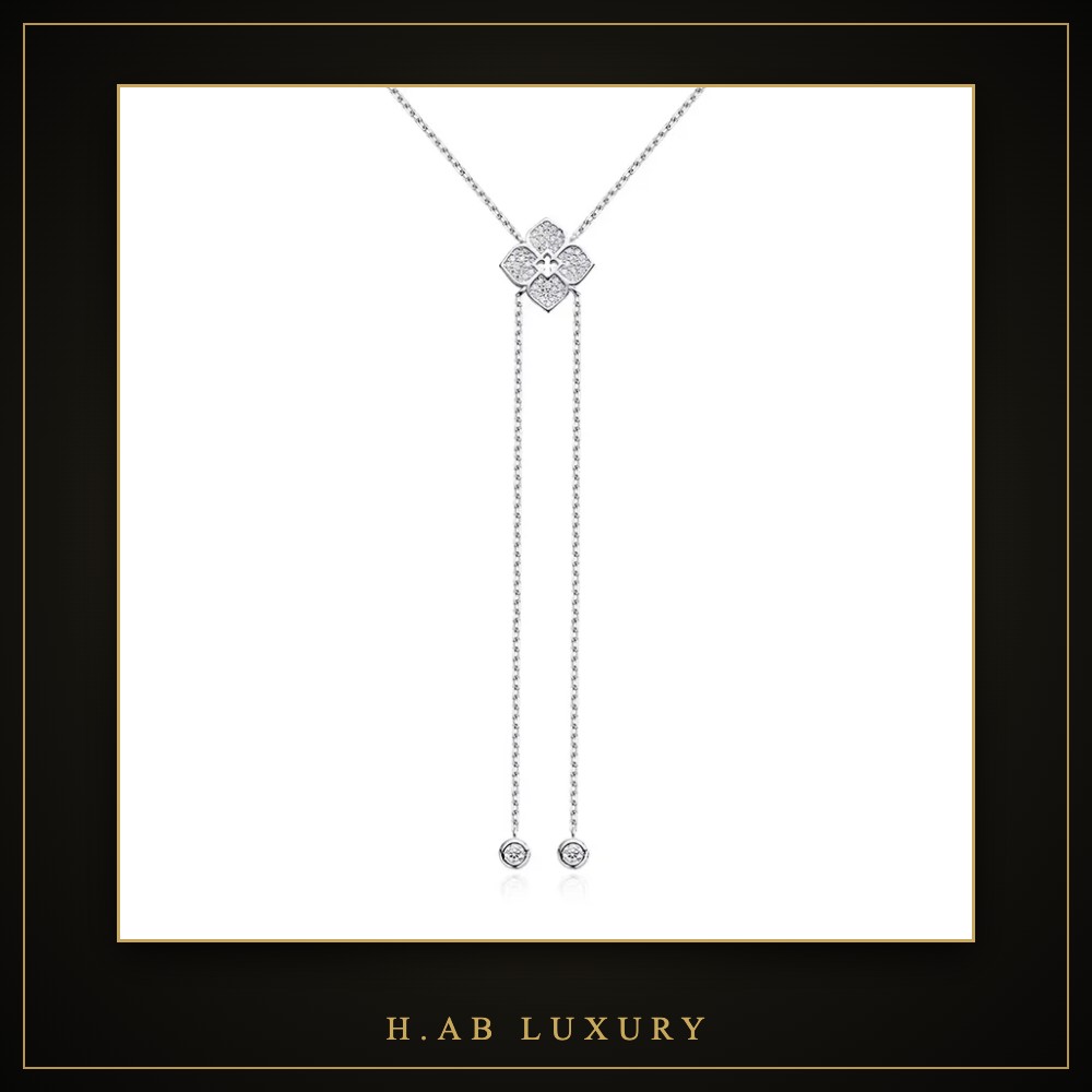 Moissanite Flower Lariat Necklace – 925 Sterling Silver