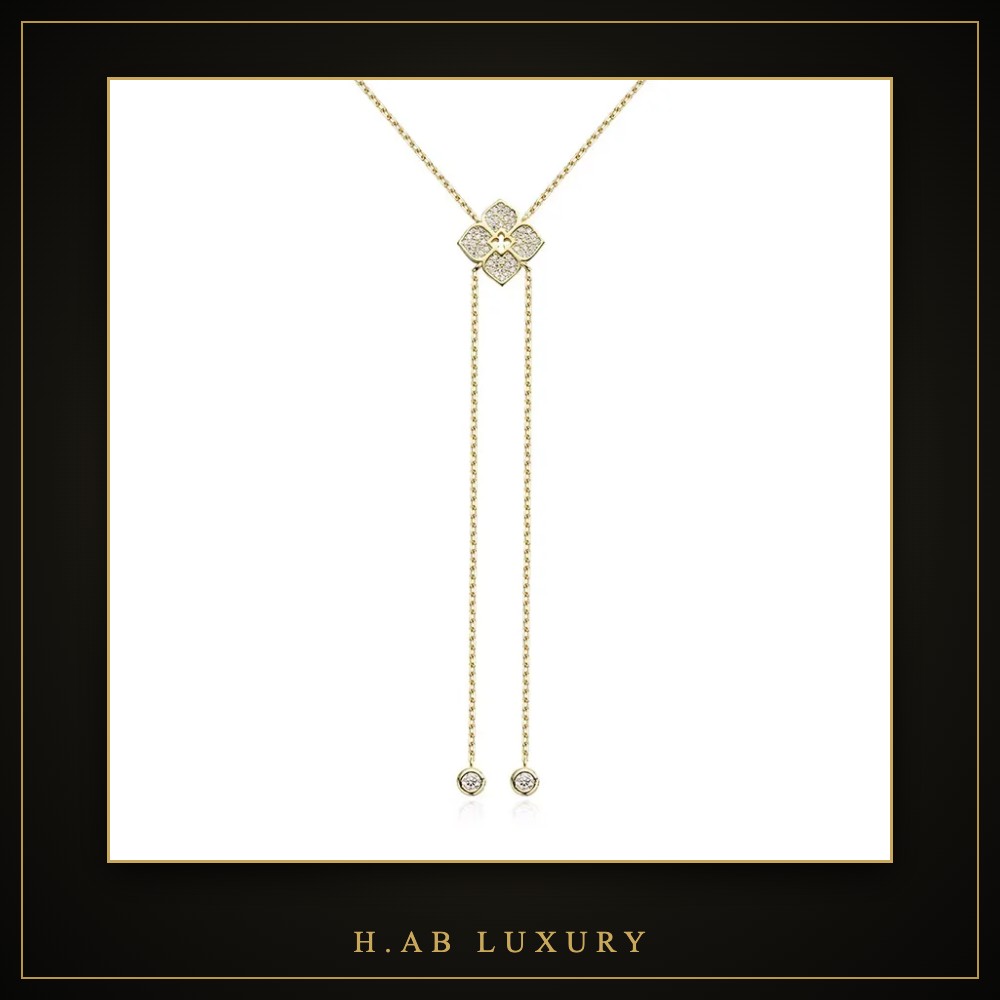 Moissanite Flower Lariat Necklace – 925 Sterling Silver