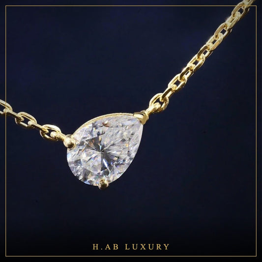 East-West Pear Moissanite Pendant – 925 Silver