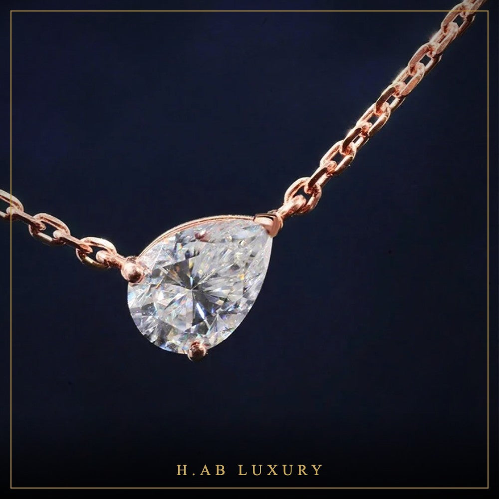 East-West Pear Moissanite Pendant – 925 Silver