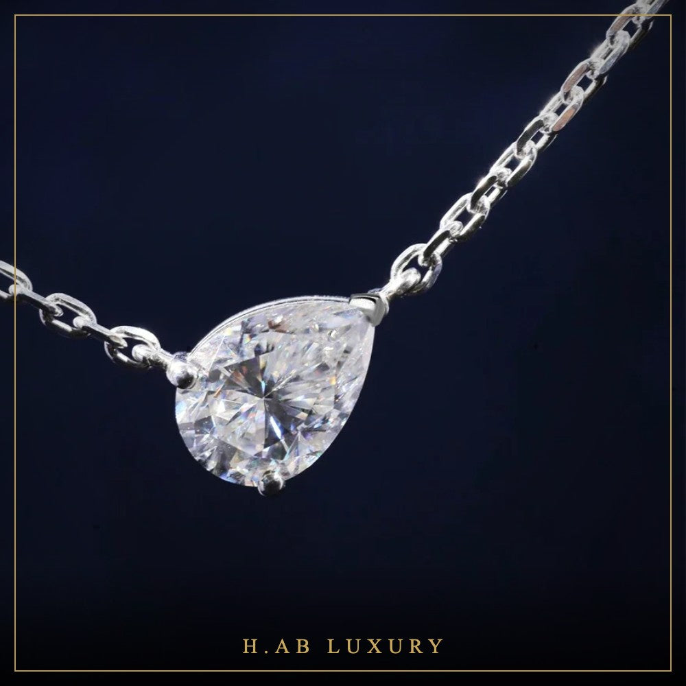 East-West Pear Moissanite Pendant – 925 Silver