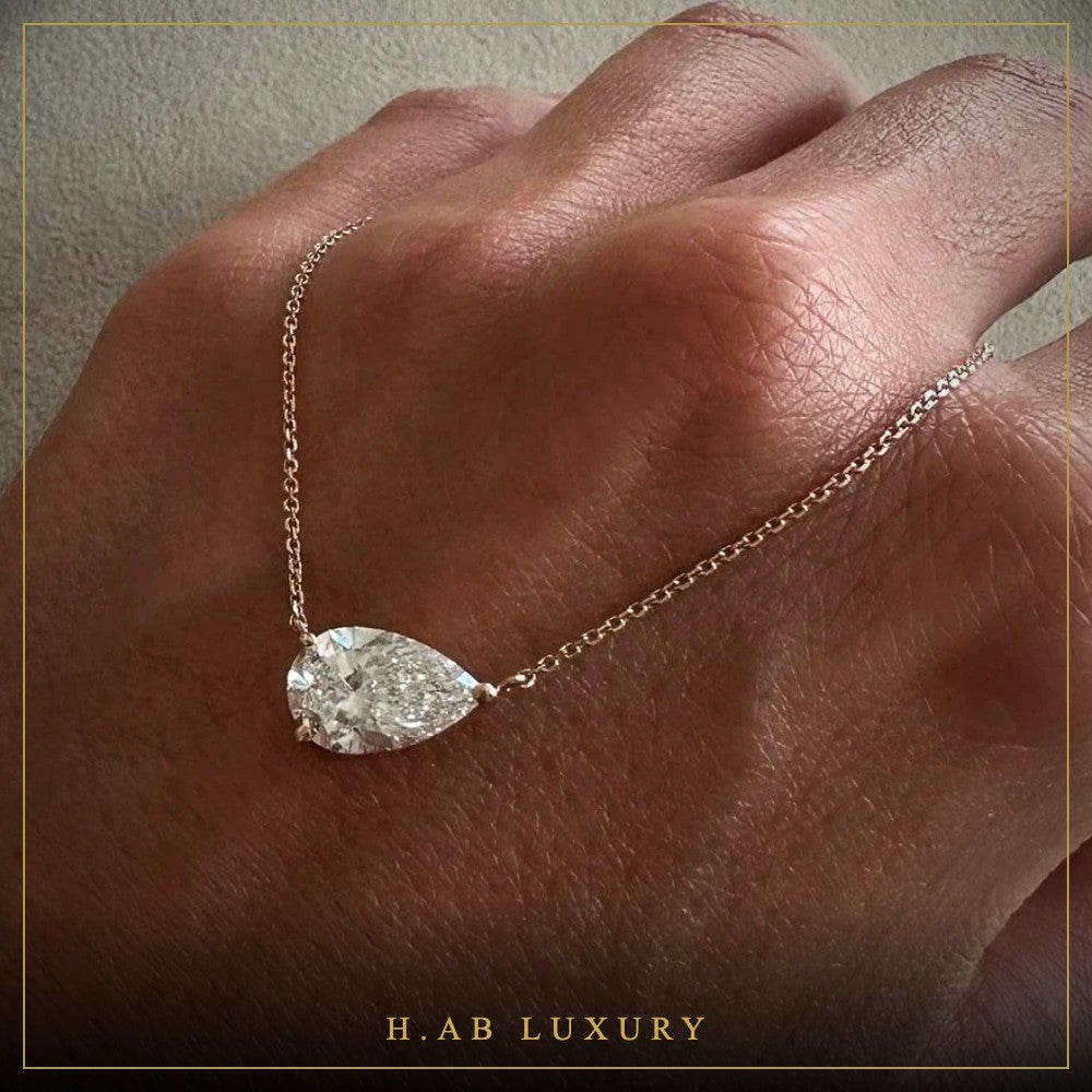 East-West Pear Moissanite Pendant – 925 Silver