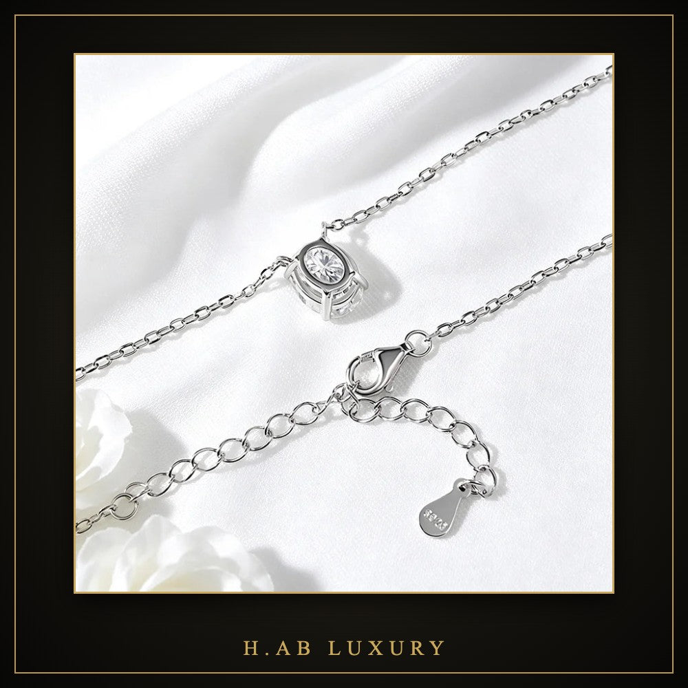 Oval Moissanite Pendant Necklace – 925 Sterling Silver