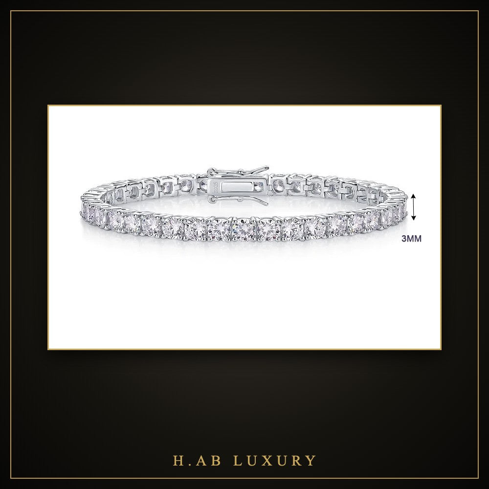 Dainty Moissanite Tennis Bracelet – 18K Gold Plated
