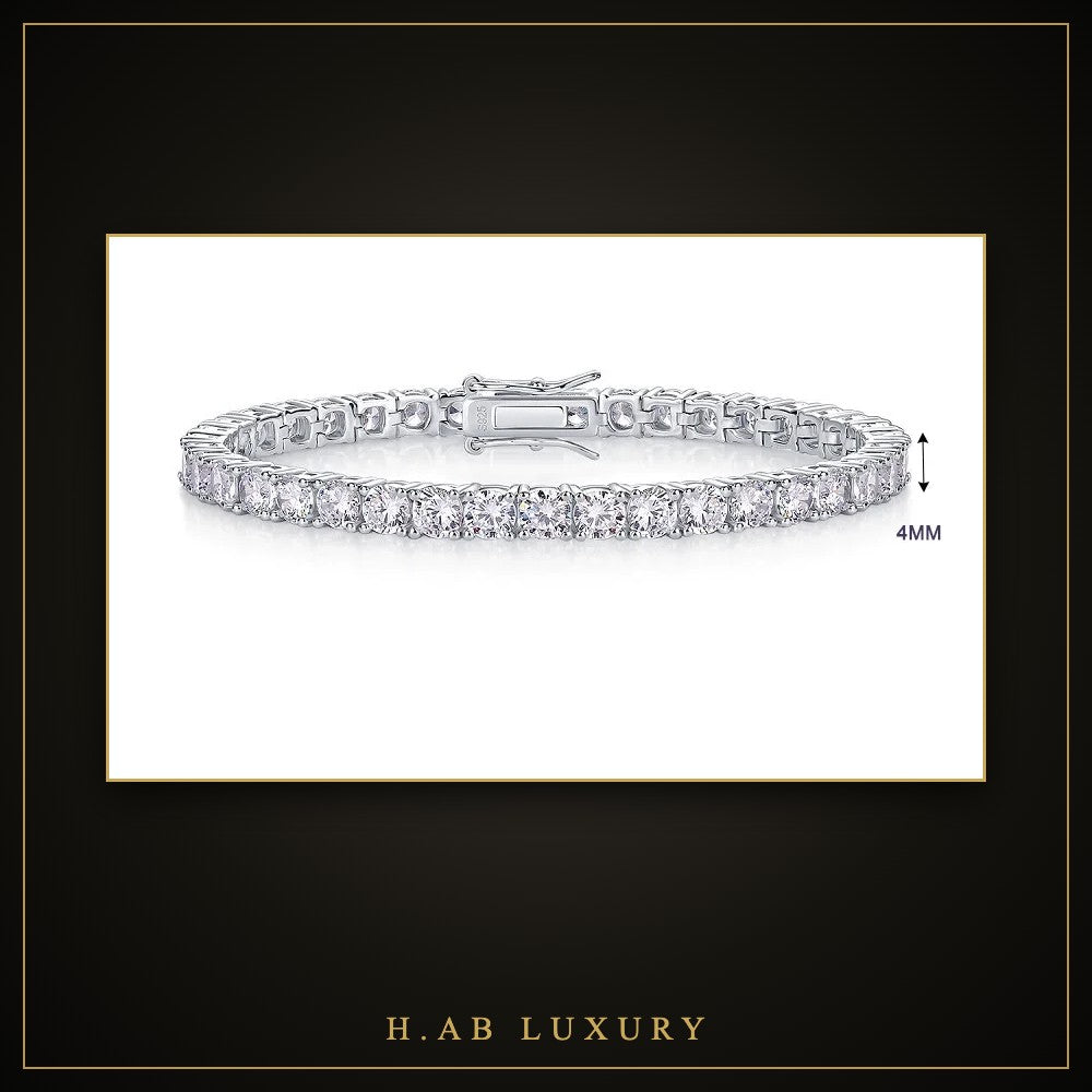 Dainty Moissanite Tennis Bracelet – 18K Gold Plated