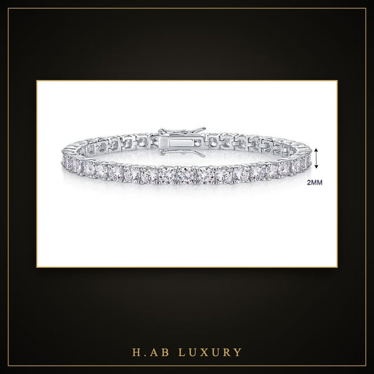 Dainty Moissanite Tennis Bracelet – 18K Gold Plated