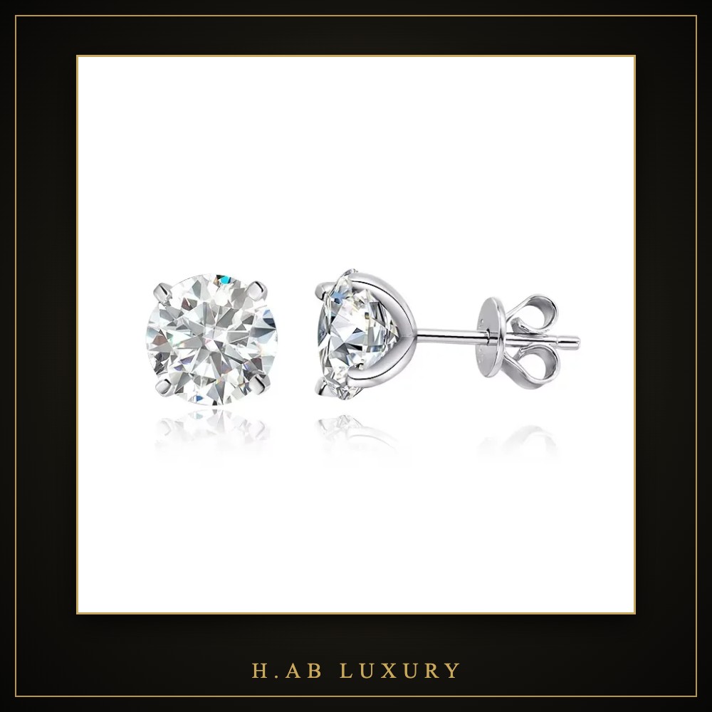 Classic Moissanite Stud Earrings – 925 Sterling Silver