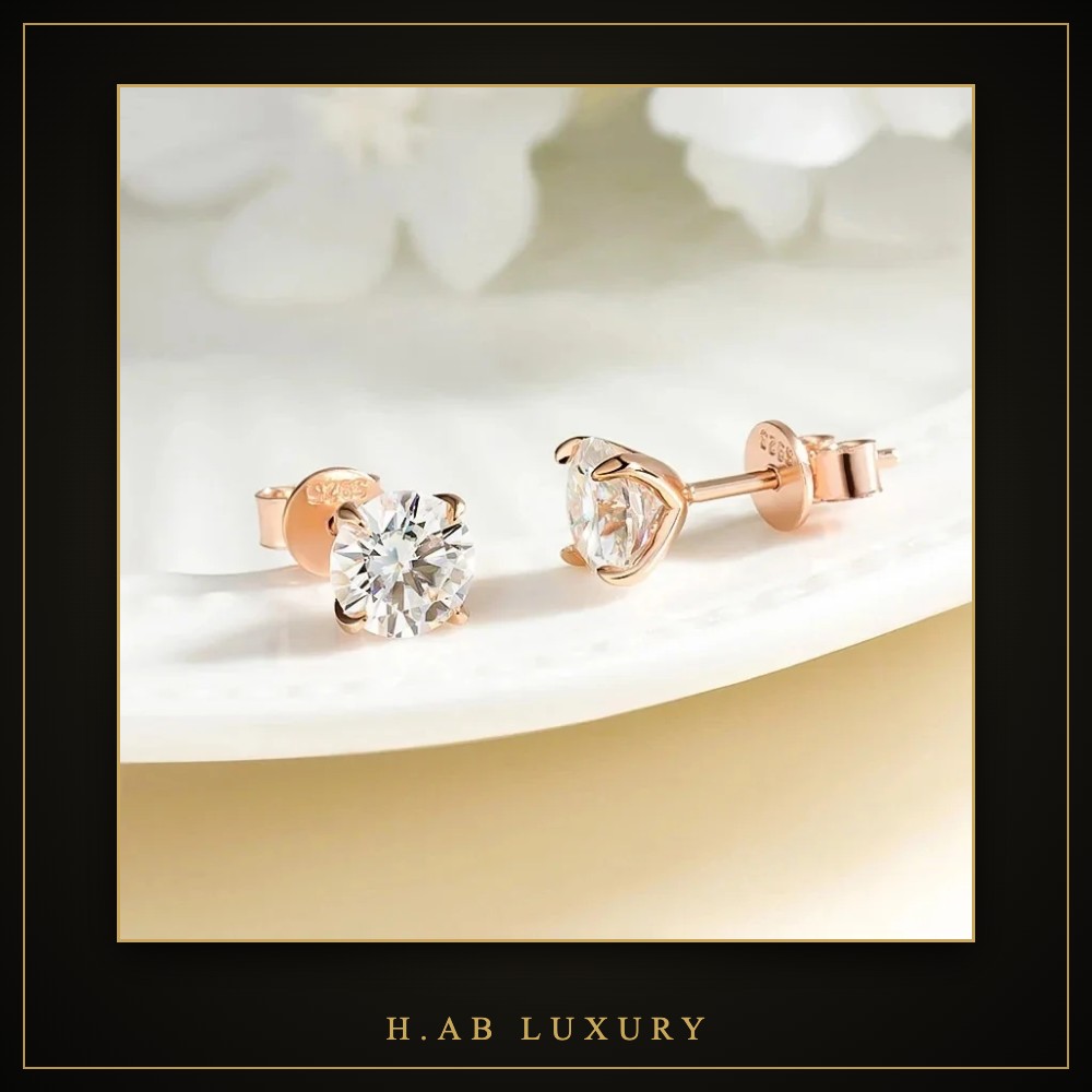 Classic Moissanite Stud Earrings – 925 Sterling Silver