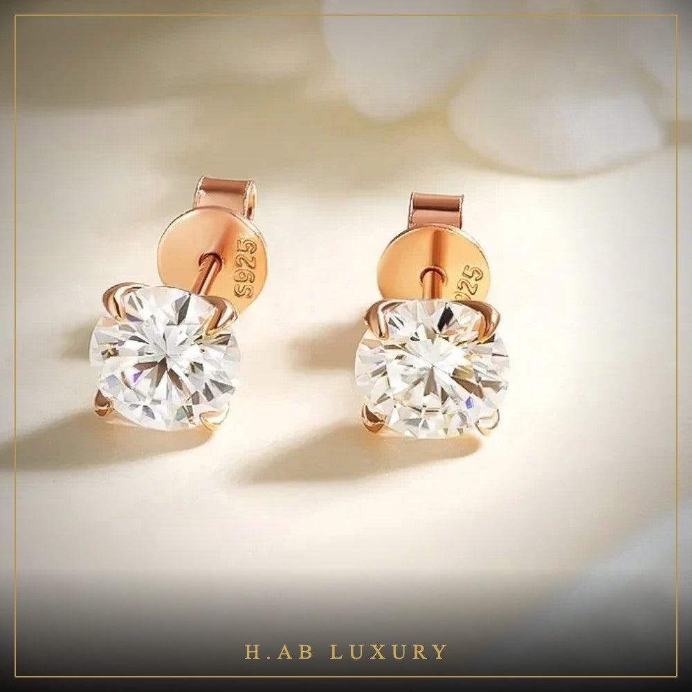 Classic Moissanite Stud Earrings – 925 Sterling Silver