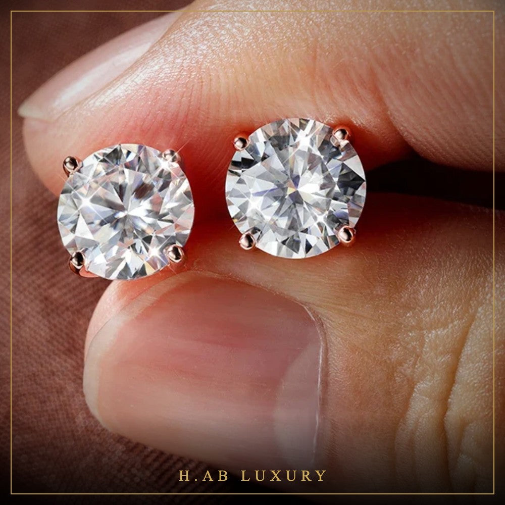 Classic Moissanite Stud Earrings – 925 Sterling Silver