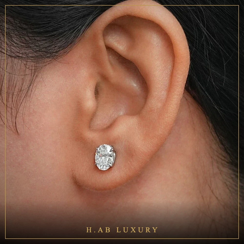 Oval Moissanite Stud Earrings – 925 Sterling Silver