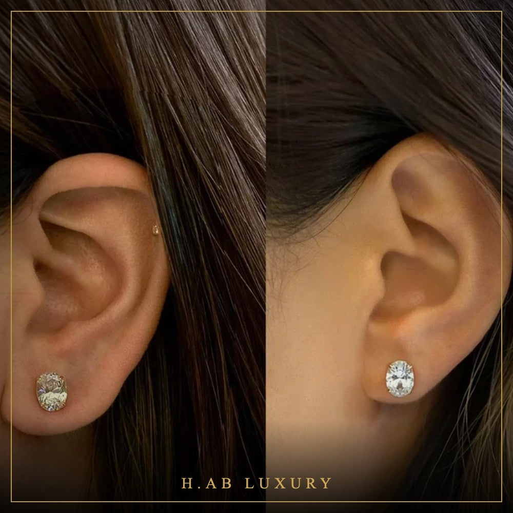Oval Moissanite Stud Earrings – 925 Sterling Silver