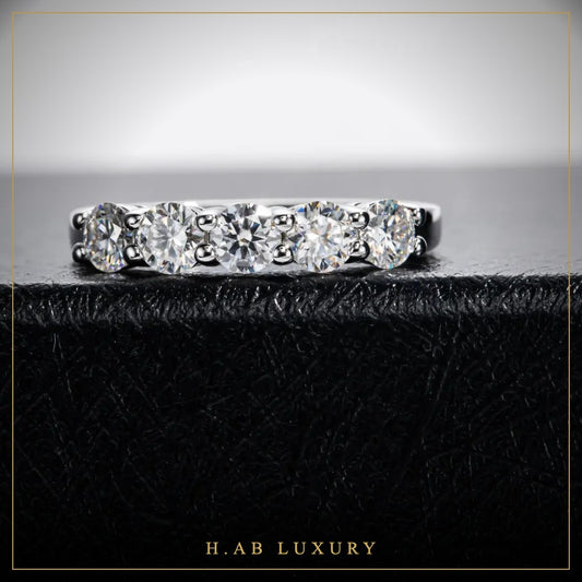 Moissanite Band Ring 4mm – White Gold Plated