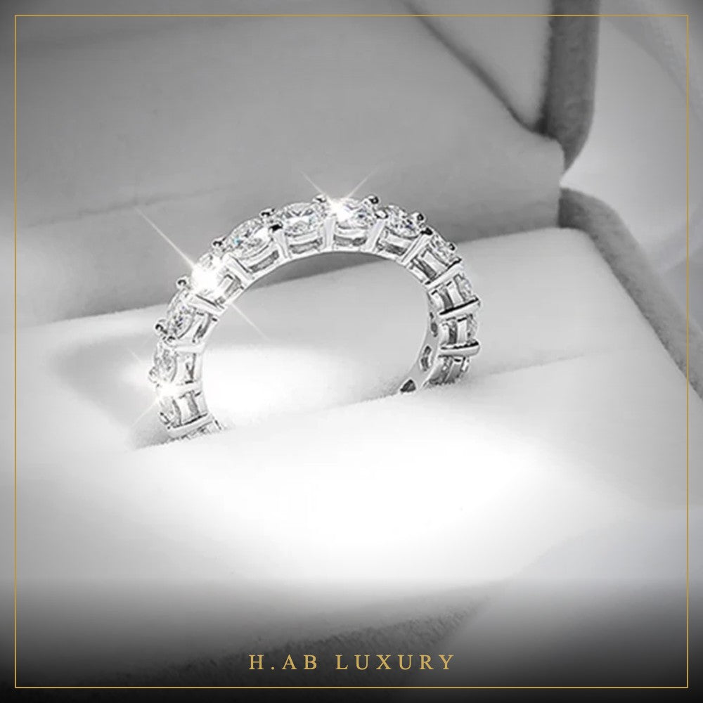 Moissanite Eternity Band – 925 Sterling Silver
