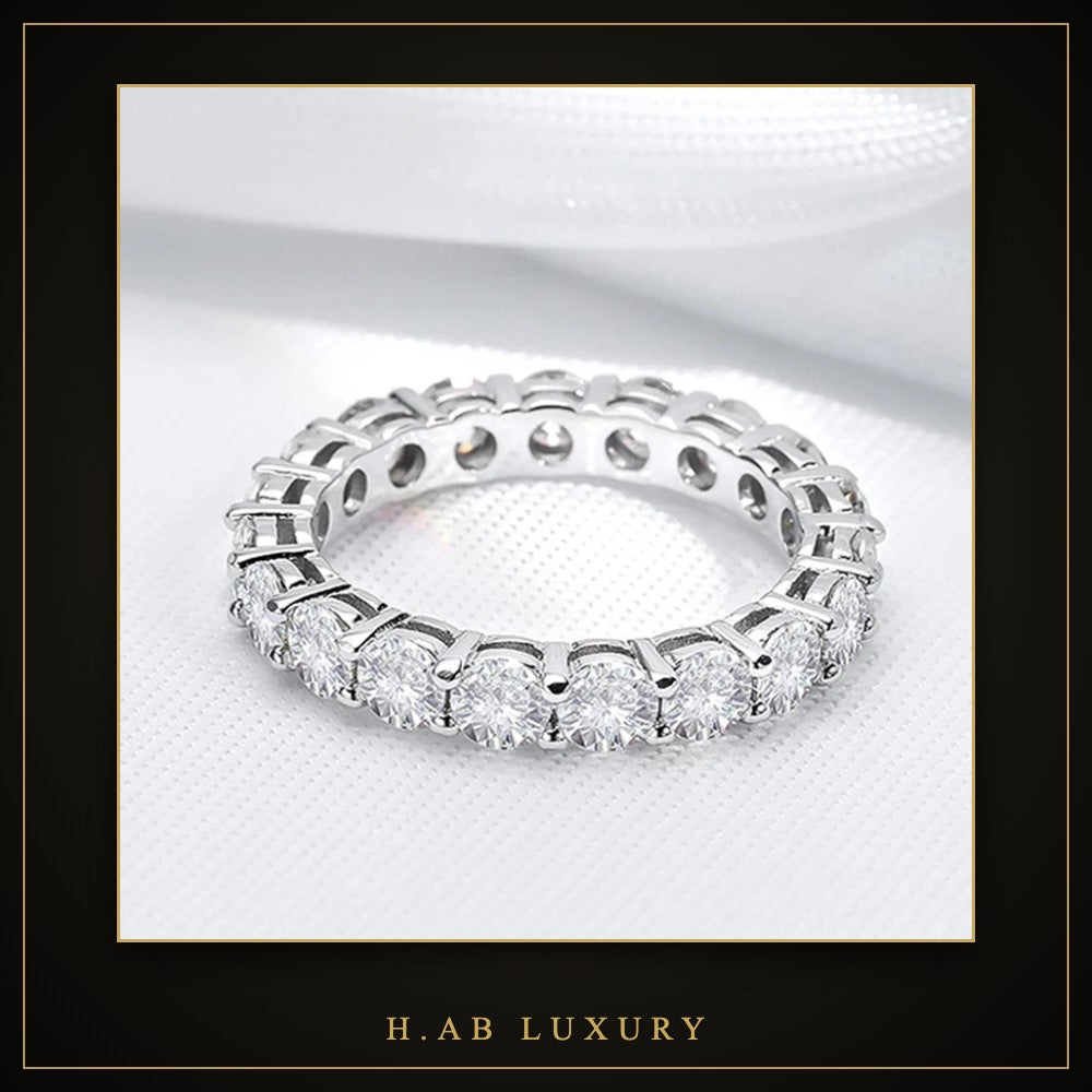 Moissanite Eternity Band – 925 Sterling Silver