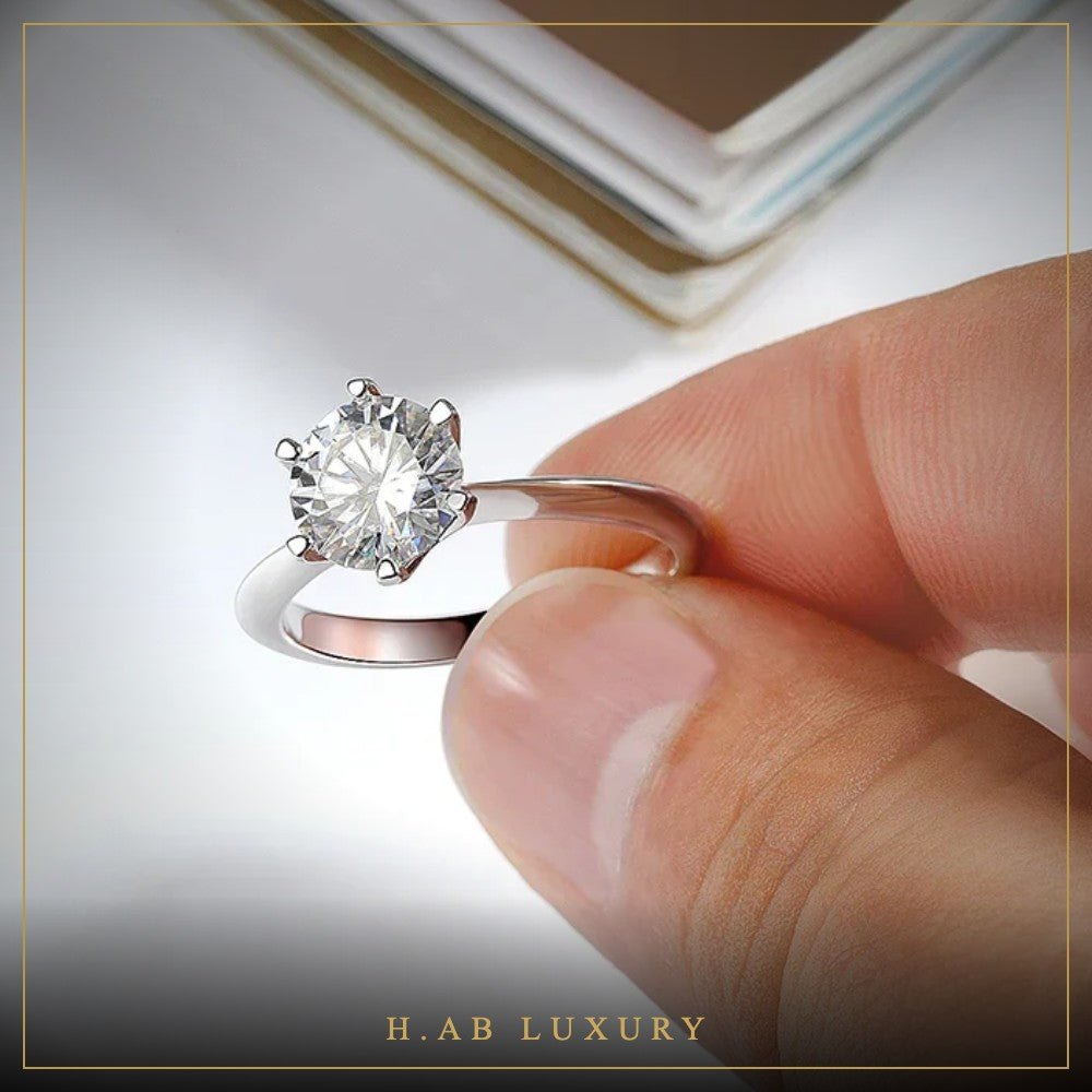Moissanite Solitaire Ring – 925 Sterling Silver