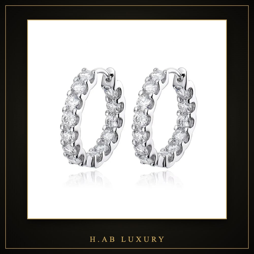 Moissanite Hoop Earrings – 925 Sterling Silver