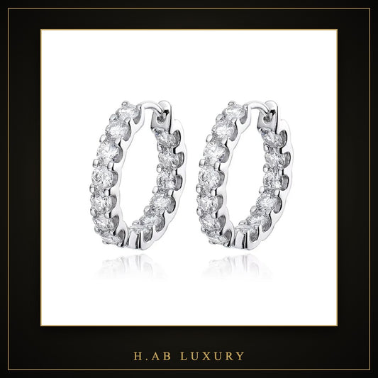 Moissanite Hoop Earrings – 925 Sterling Silver