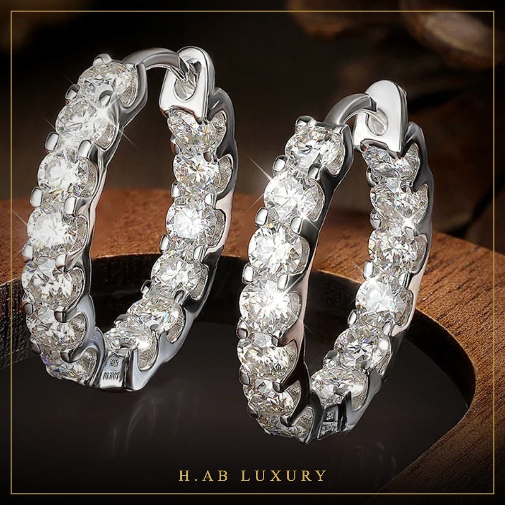 Moissanite Hoop Earrings – 925 Sterling Silver