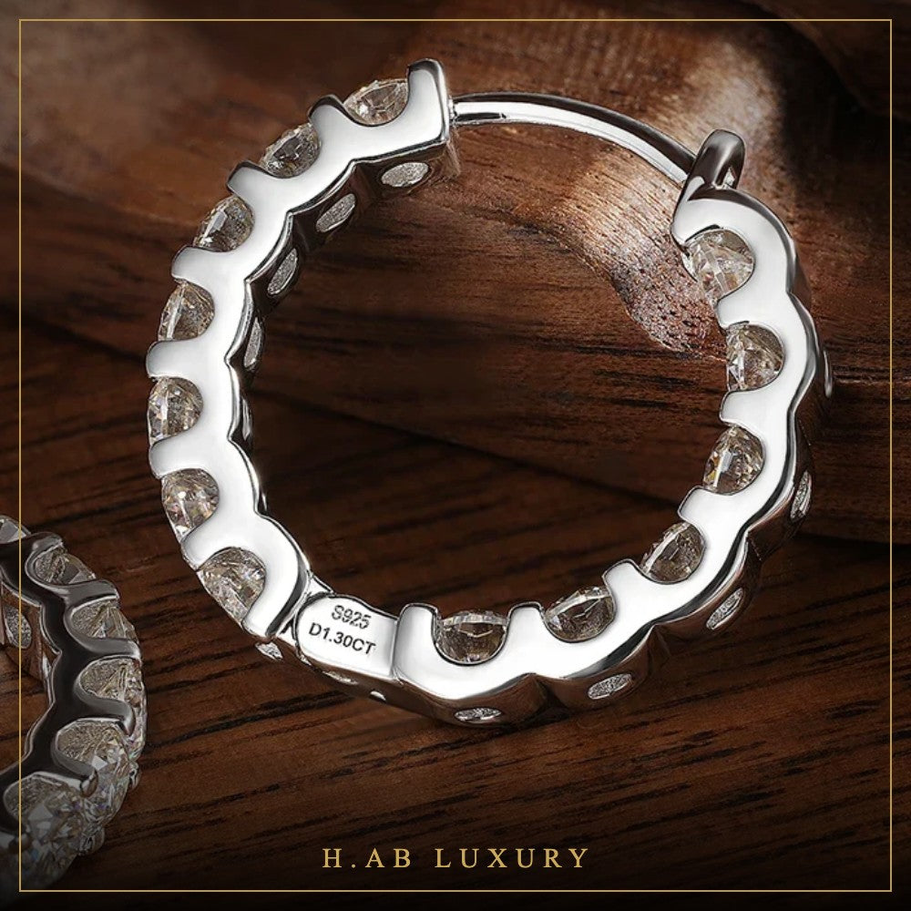Moissanite Hoop Earrings – 925 Sterling Silver