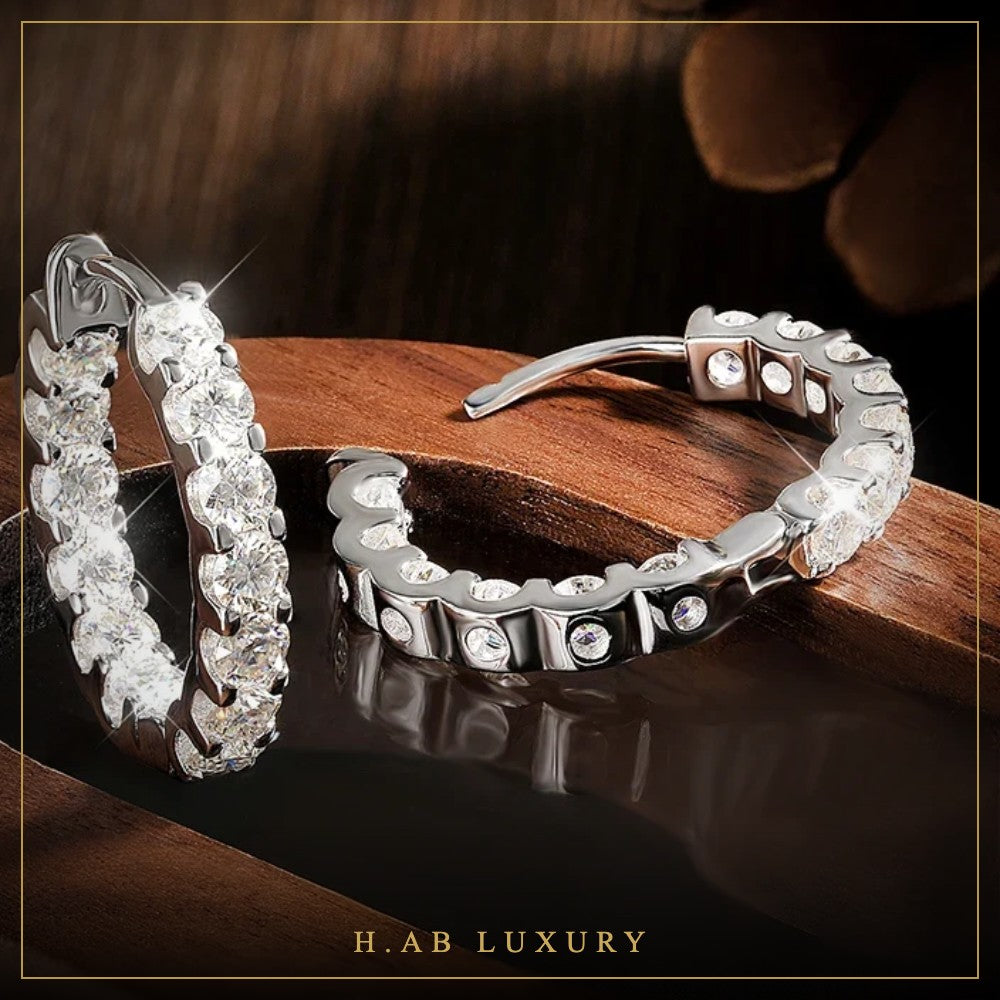 Moissanite Hoop Earrings – 925 Sterling Silver