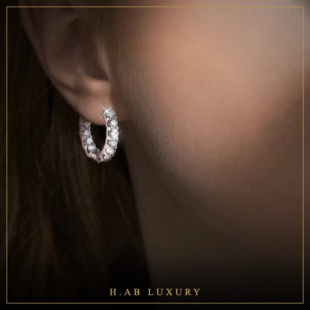 Moissanite Hoop Earrings – 925 Sterling Silver