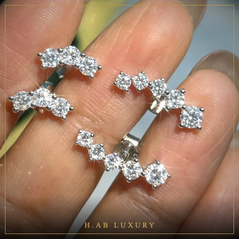 Moissanite Climber Earrings – 925 Sterling Silver