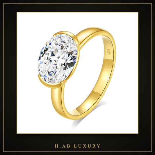 Oval Moissanite Ring – 14K Gold or 925 Silver