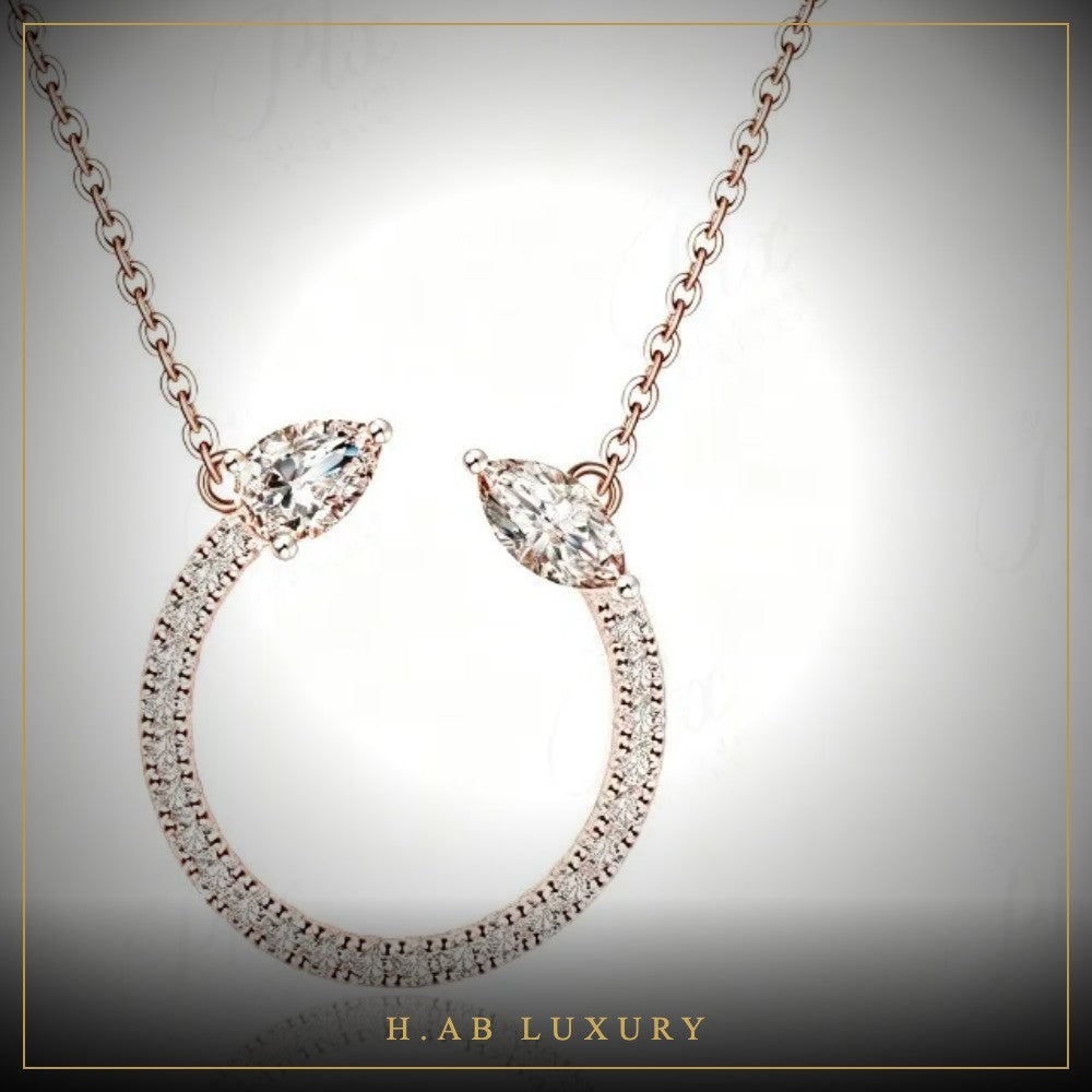 Open Circle Moissanite Necklace – 925 Sterling Silver – Rose Gold