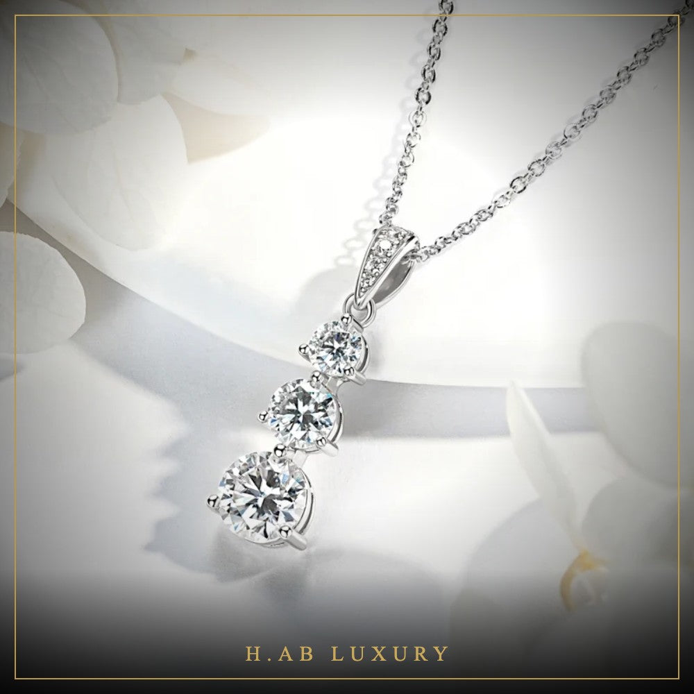 Three-Stone Moissanite Pendant Necklace