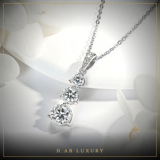 Three-Stone Moissanite Pendant Necklace
