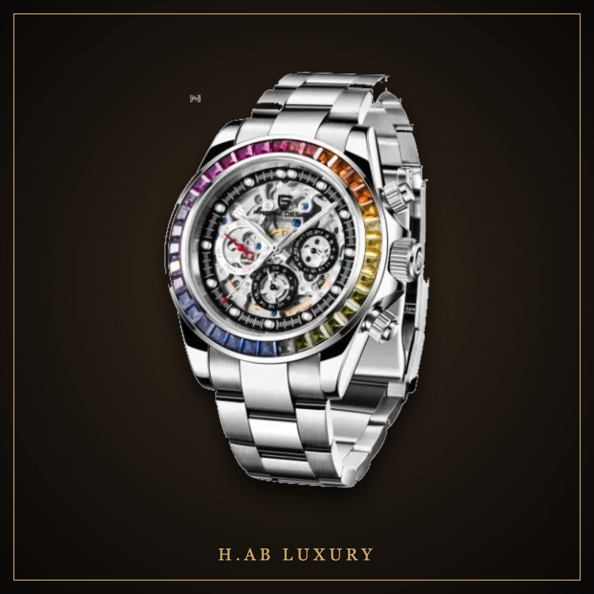 Pagani Design PD-1653 - Rainbow Bezel Chronograph