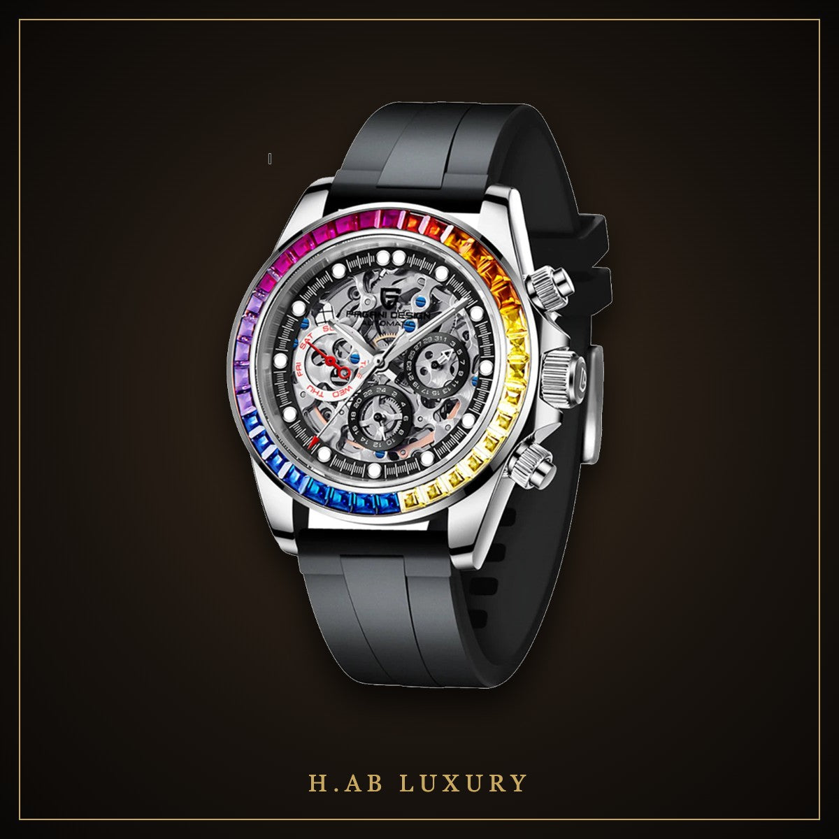 Pagani Design PD-1653 - Rainbow Bezel Chronograph