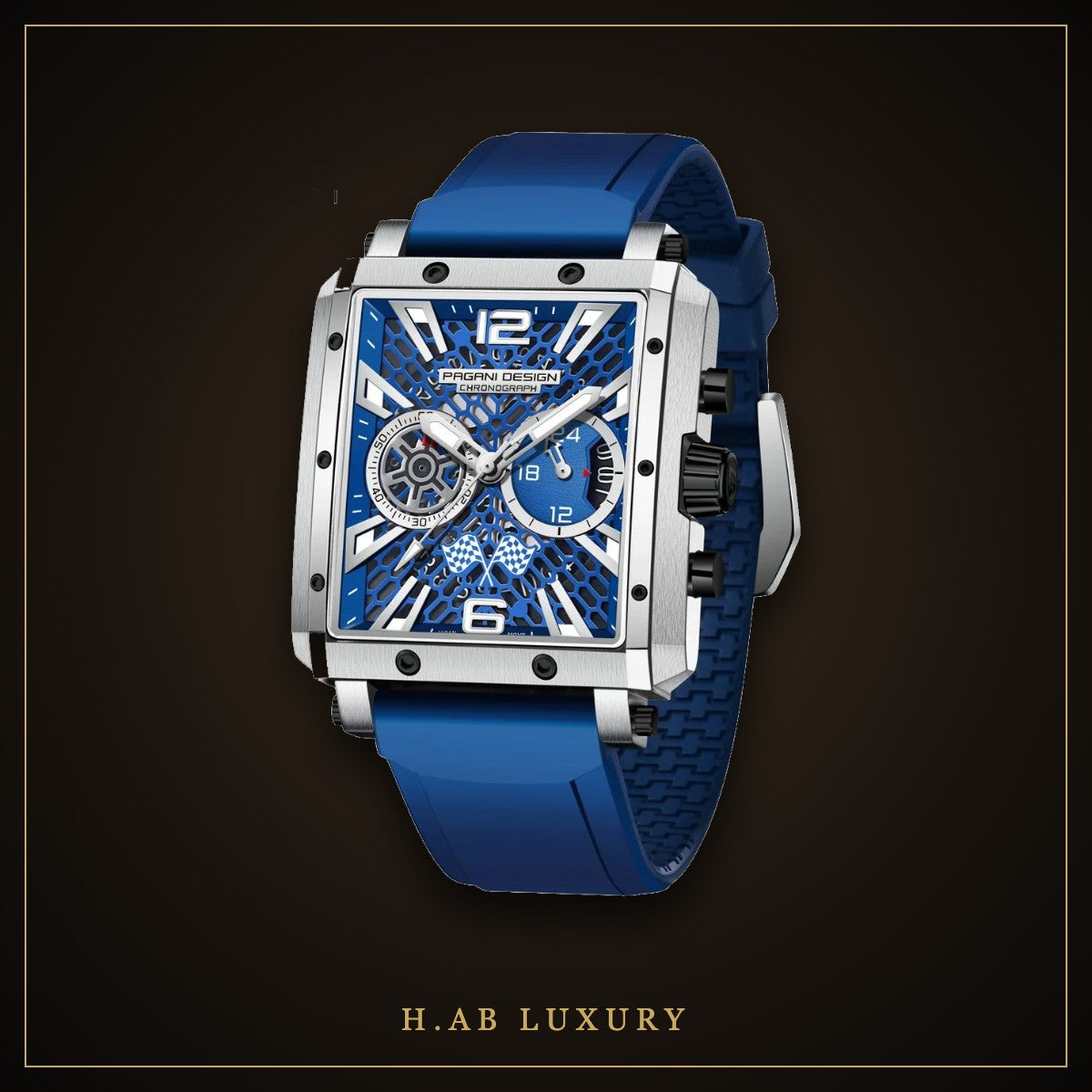 Pagani Design PD-1725 - Square Chronograph, Blue